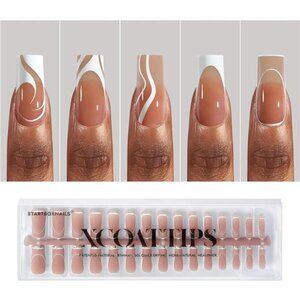 BTArtbox XCOATTIPS French Tip Nails - 5 Styles Long Square Press on Nails